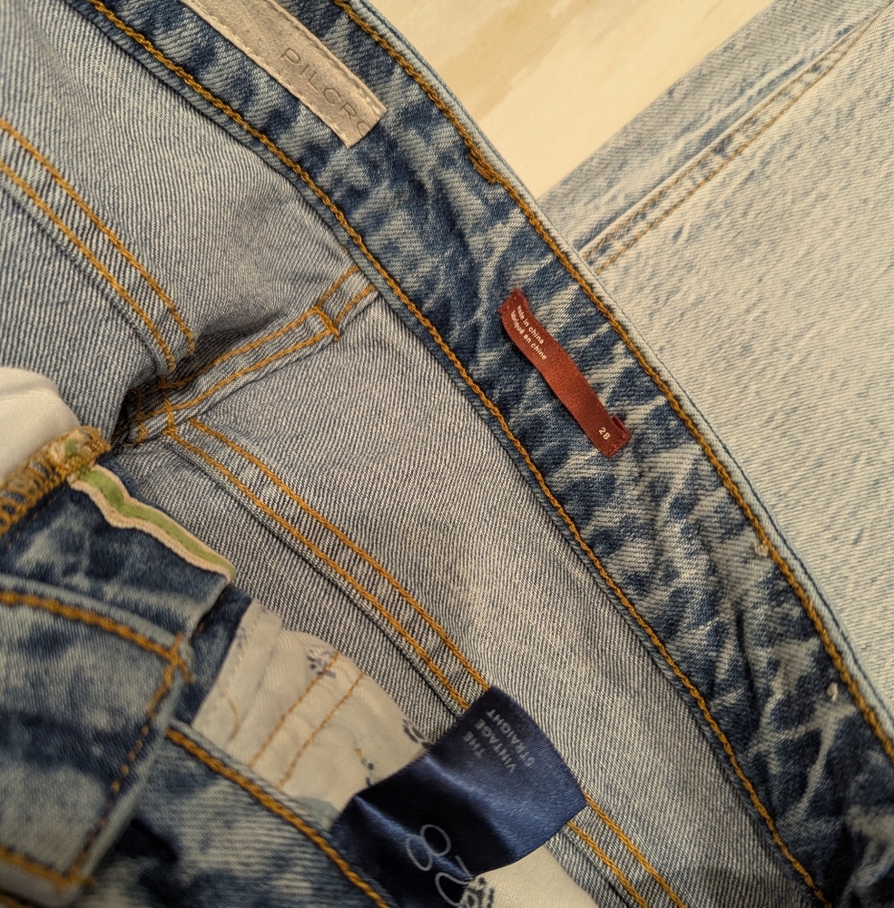 Anthropologie Pilcro Vintage Straight Distressed High Rise Jeans 27 28 - Picture 4 of 10